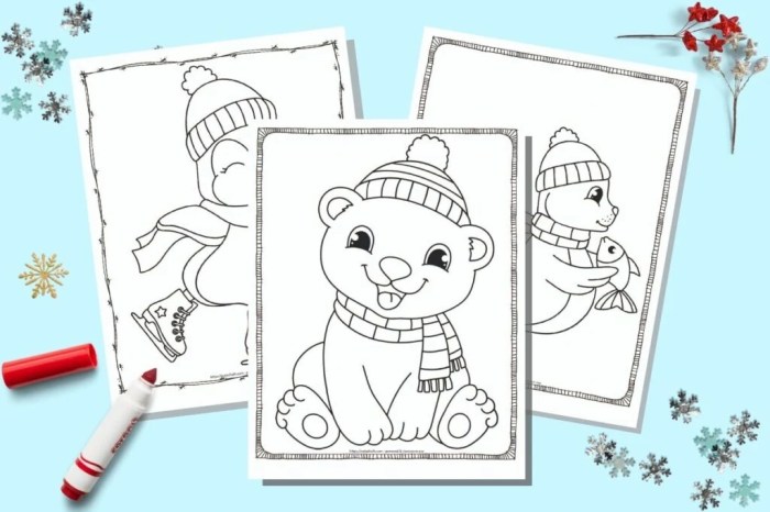 Winter animals coloring sheets