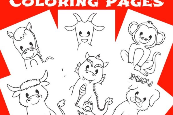 Chinese zodiac animals coloring pages