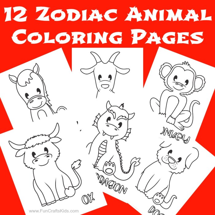 Chinese zodiac animals coloring pages