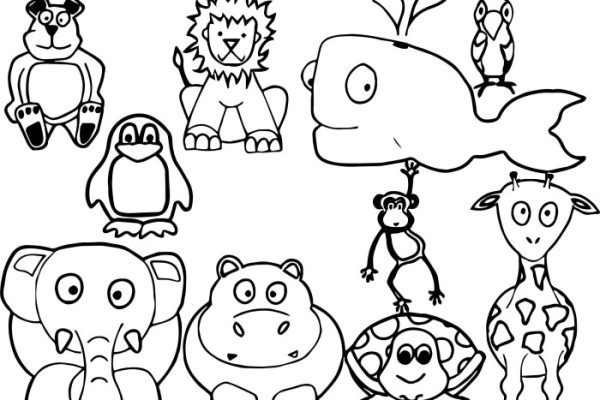 Cute coloring page animals