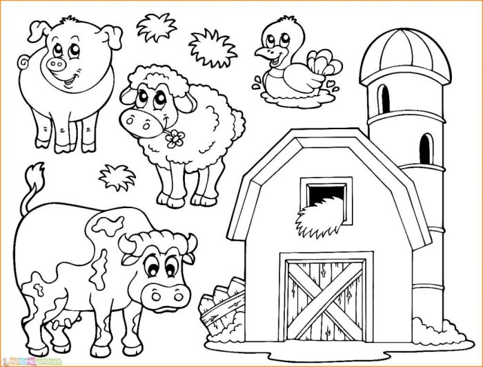 Animals on the farm coloring pages