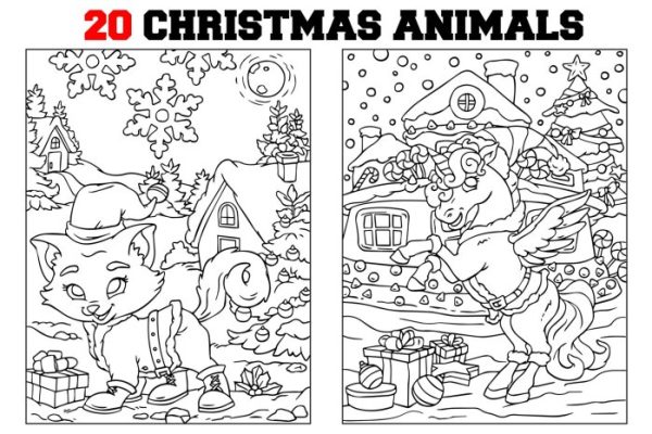 Coloring pages christmas animals