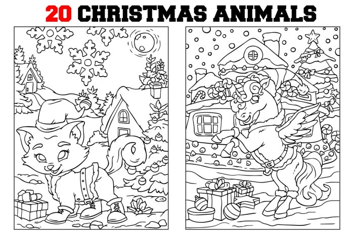 Coloring pages christmas animals