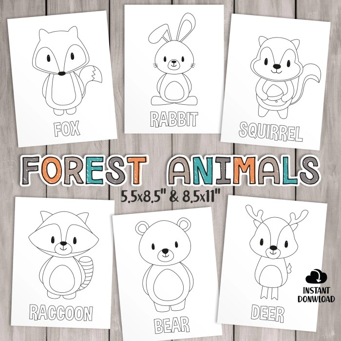 Forest animals coloring sheet