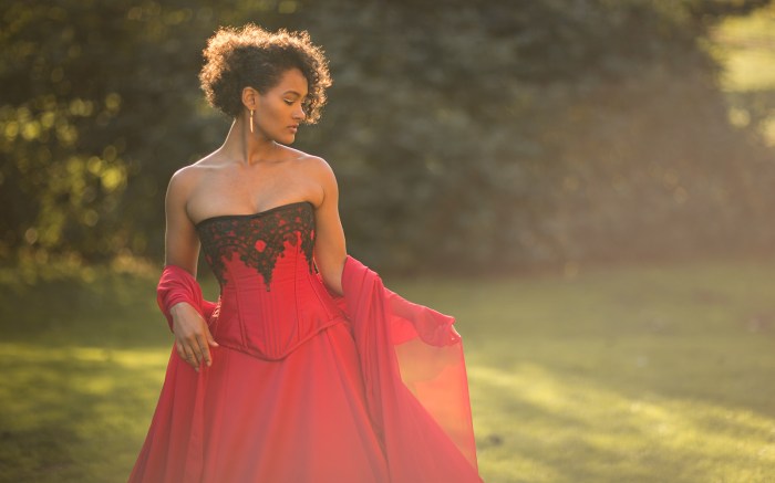 Black and red wedding dress