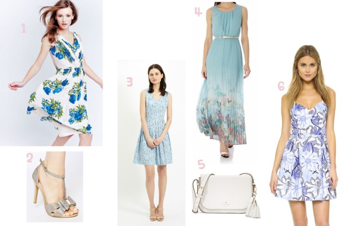 Blue flowy midi dress for fall wedding guest